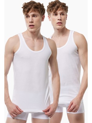 Malabadi Erkek Beyaz 2'li Paket %100 Pamuk Penye Atlet 002-E