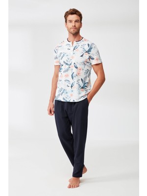 Nautica Pijama Takım Beyaz Desenli M317PJTK