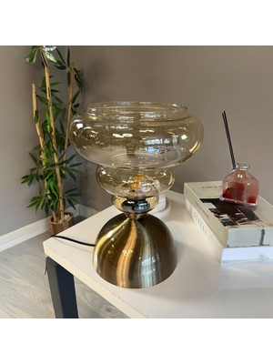 Bamyum Lily Cam Bal Rengi Masa Lambası Dekoratif Masaüstü Aydınlatma Hol Abajur Yatak Odası Başucu Lamba
