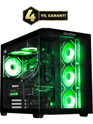 Monster Tulpar Td3 V1.1.5 Amd Ryzen 7 9700X B850 Anakart 32GB 1tb RX9070 Xt Freedos Masaüstü Oyun Bilgisayarı - Siyah