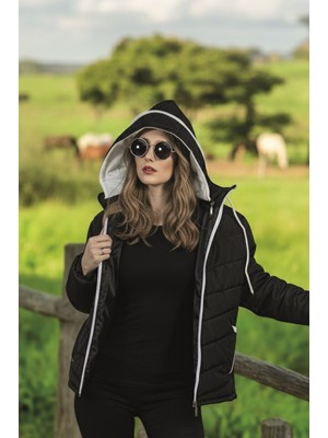 1Tarz Kapüşonlu Kışlık Kadın Şişme Kısa Mont