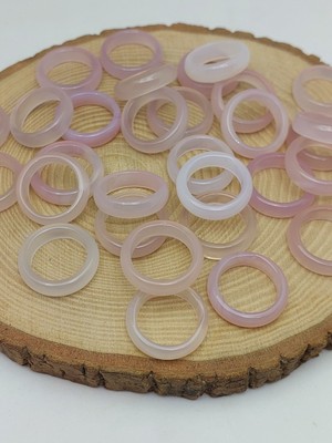 Akik Taşı Yüzük – Sisli Açık Pembe Alacalı –  6mm Kalınlık  (59950)