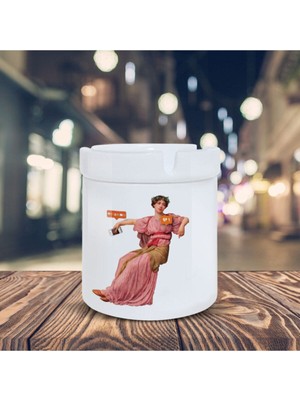 Beyaz Kalbi Kırık Kadın Küllük Dijital Sanat Baskılı Kül Tablası KL182