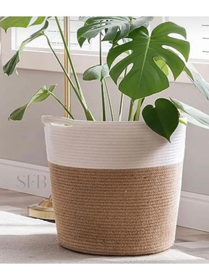 Dekoratif Jüt Hasır Saksılık Havluluk Organizer 25X25 cm