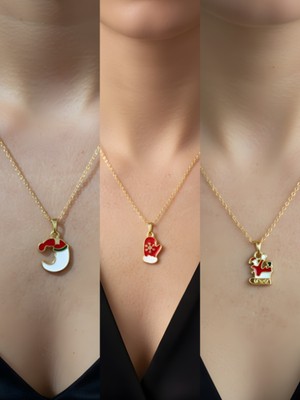 NKT Collection Yeni Yıl Üçlü Kombin Altın Kaplama Kolye Seti