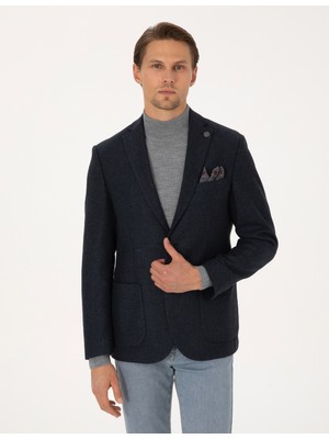 Pierre Cardin Erkek Lacivert Slim Fit Yün Karışımlı Balıksırtı Ceket 50311215-VR033