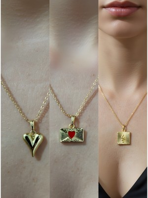 NKT Collection Üçlü Kombin Altın Kaplama Sembol Kolye Seti