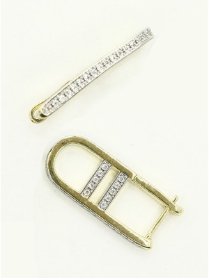 Novara Takı Ataç Formunda Zirkon Taşlı Halka Küpe