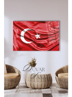Duvar Sanatı Türk Bayrağı Yatay Cam Tablo Modern Hediyelik Ev Salon Ofis Için Büyük Duvar Dekoru