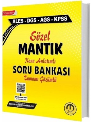 Kategori Yayıncılık Tasarı Yayınları Ales Dgs Kpss Meb-Ags Sözel Mantık Konu Anlatımlı Soru Bankası Çözümlü