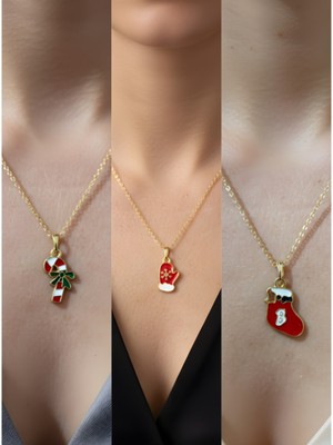 NKT Collection Yeni Yıl Üçlü Kombin Altın Kaplama Kolye Seti