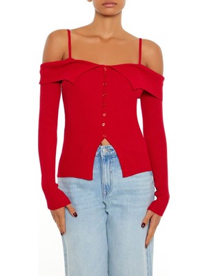 F21 Açık Omuzlu Triko Kazak