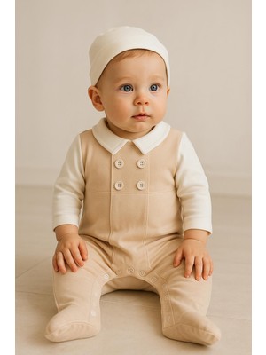 Rapapa Erkek Bebek Klasik Tulum – Gömlek Yaka Düğmeli Şık Pamuklu 128669K