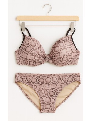 Rapapa Kadın Yılan Desenli Bikini Takımı – Dolgulu Destekli Üst & Orta Bel Alt 1156