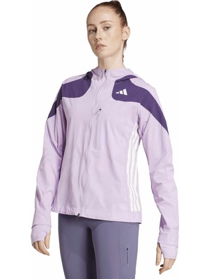 Adidas JV7180 Adızero Jkt W Lila - Mor Dar Düz Kadın Zip Ceket