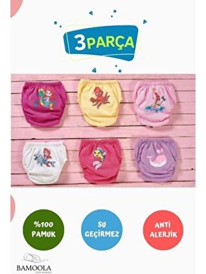 Bamoola 3 Adet Lüx Kız ( 3 - 4 Yaş) Çocuk Alıştırma Külodu Sızdırmaz (Renk ve Desenlerde Farklılık Olabilir)