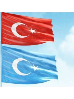 Türk Bayrağı ve Doğu Türkistan Bayrağı Raşel Kumaş 50X75 cm