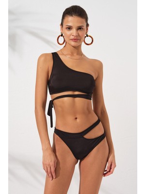 Pierre Cardin Iconic Tek Omuz Bağlamalı Bikini Siyah 231227