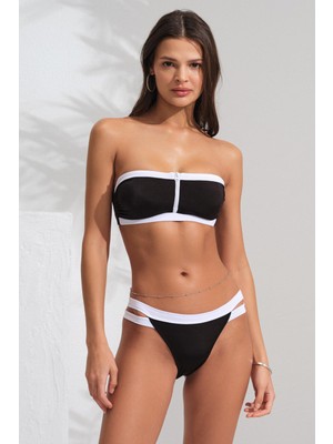 Pierre Cardin Fermuarlı Soft Straplez Bikini Siyah 231201