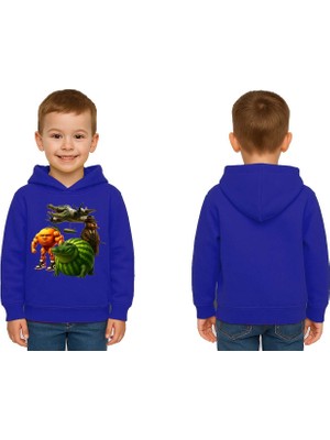 Sedirli Unisex Brainrot Baskılı Çocuk Swaetshirt Kapüşonlu 3 Iplik Şardonlu