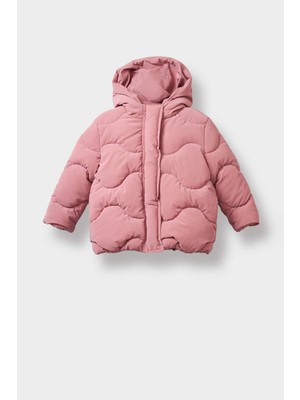 DeFacto Kız Bebek Kapüşonlu Fermuarlı Kapitoneli Şişme Mont F4823A525WN