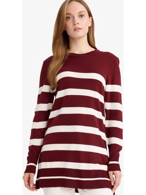 DeFacto Regular Fit Bisiklet Yaka Çizgili Kazak Tunik C6031AX25WN