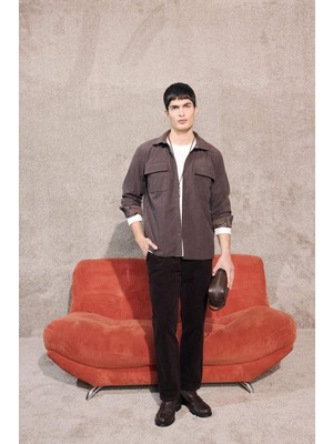 DeFacto Regular Fit Fitilli Kadife Uzun Kollu Gömlek F1619AX25WN