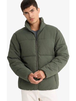 DeFacto Regular Fit Dik Yaka Astarlı Fermuarlı Cepli Kışlık Mont F0418AX25WN