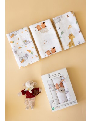 Lizayn Tekstil Çok Amaçlı Müslin Örtü & Battaniye 3'lü Set %100 Pamuk Oeko-Teks Sertifikalı 80X80 cm
