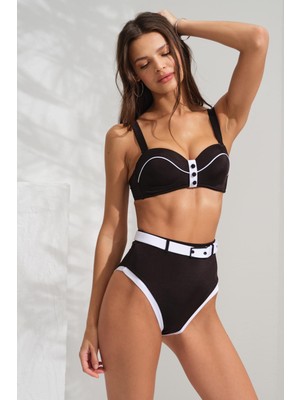 Pierre Cardin Dolgulu Straplez Bikini Siyah 231203