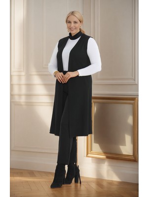Respiro Büyük Beden Mevsimlik Rahat Kesim Uzun Dökümlü Anne Beden Yelek