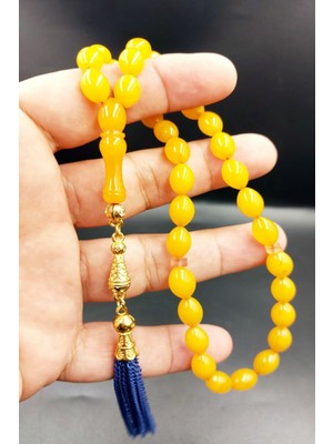 İbrahim Altıntaş Arpa Kesim Sarı Alpaka Püsküllü Tespih