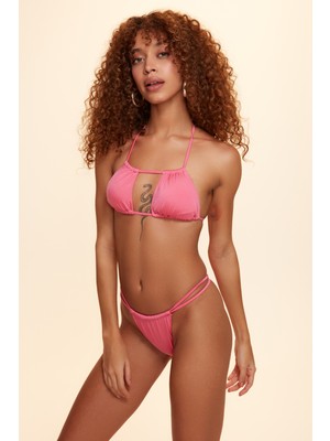 No Gossip Coachella Fonksiyonel Straplez Bikini Tek Üst Pembe 229107
