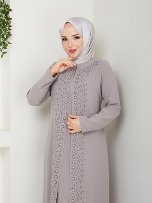 Eslemnur Papatya Taşlı Büyük Beden Anne Elbisesi