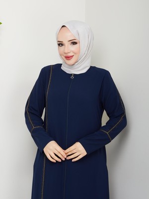 Eslemnur Gündelik Hac ve Umrelik Ekstraforlu Biye ve Taş Detaylı Ferace