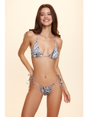 No Gossip Aqua Üçgen Bikini Tek Üst Ebruli Desenli 229104
