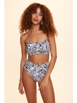 No Gossip Dennis Soft Straplez Bikini Tek Üst Ebruli Desenli 229108