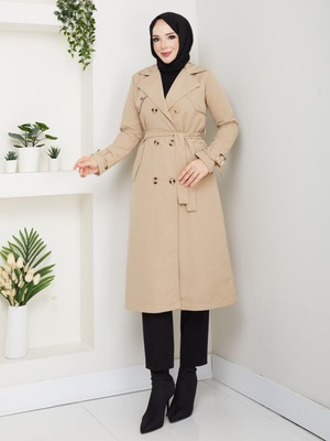 Eslemnur Arkası Zincir Detaylı Trençkot