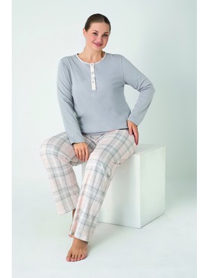 Confeo Kadın Battal Penye Süprem Patlı Uzunkol Pijama Takım C840-927