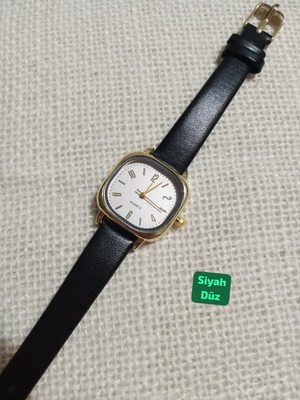 Trendy Son Moda Kadın Kol Saati Vintage Oval Gold Kasa- Siyah Düz Kordon TT0054