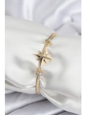 Mustran Pirinç VIP Seri Gold Renk Kutup Yıldızı Model Kadın Bileklik