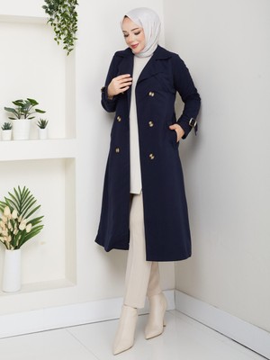 Eslemnur Arkası Zincir Detaylı Trençkot