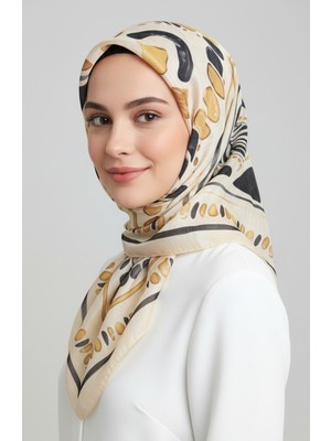 Kehribar Desenli Eşarp 70326-11 Bal Köpüğü