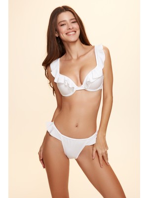 No Gossip Linda Fırfırlı Bikini Tek Alt Beyaz 229201