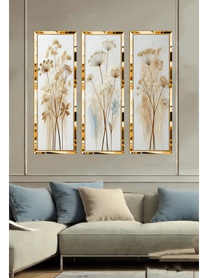 AVM19 Pleksi Çerçeveli Sarı Pamuk Tablo 3'lü