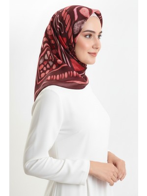 Kehribar Desenli Eşarp 70326-01 Koyu Bordo
