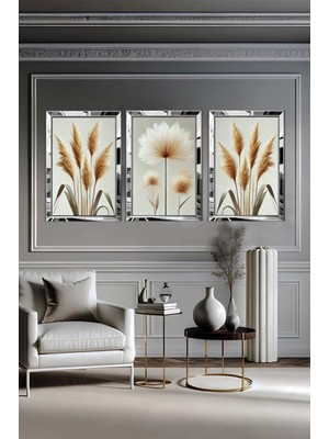 AVM19 Pleksi Çerçeveli Pampas Çiçeği Tablo 3lü