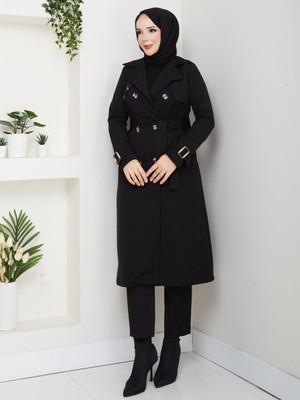 Eslemnur Arkası Zincir Detaylı Trençkot