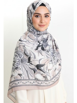 Pamuklu Desenli Koza Şal 70327-05 Taş Gri