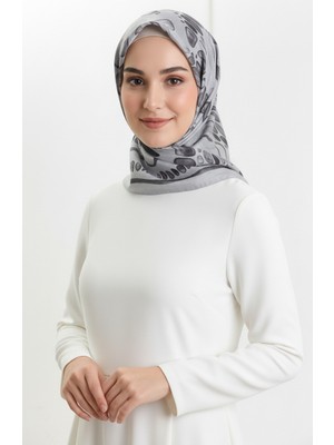 Kehribar Desenli Eşarp 70326-06 Gri